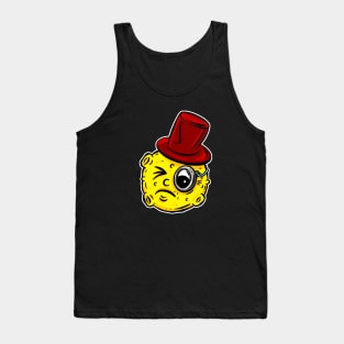 Monocle Top Hat Celestial Moon Lowbrow Cartoon Sticker Tank Top